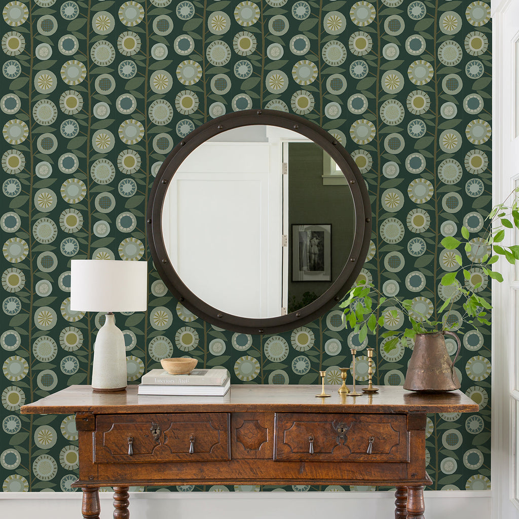 Sisu Floral Geometric Wallpaper wallpaper detail or room view