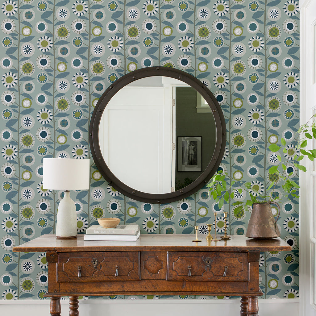 Sisu Floral Geometric Wallpaper wallpaper detail or room view