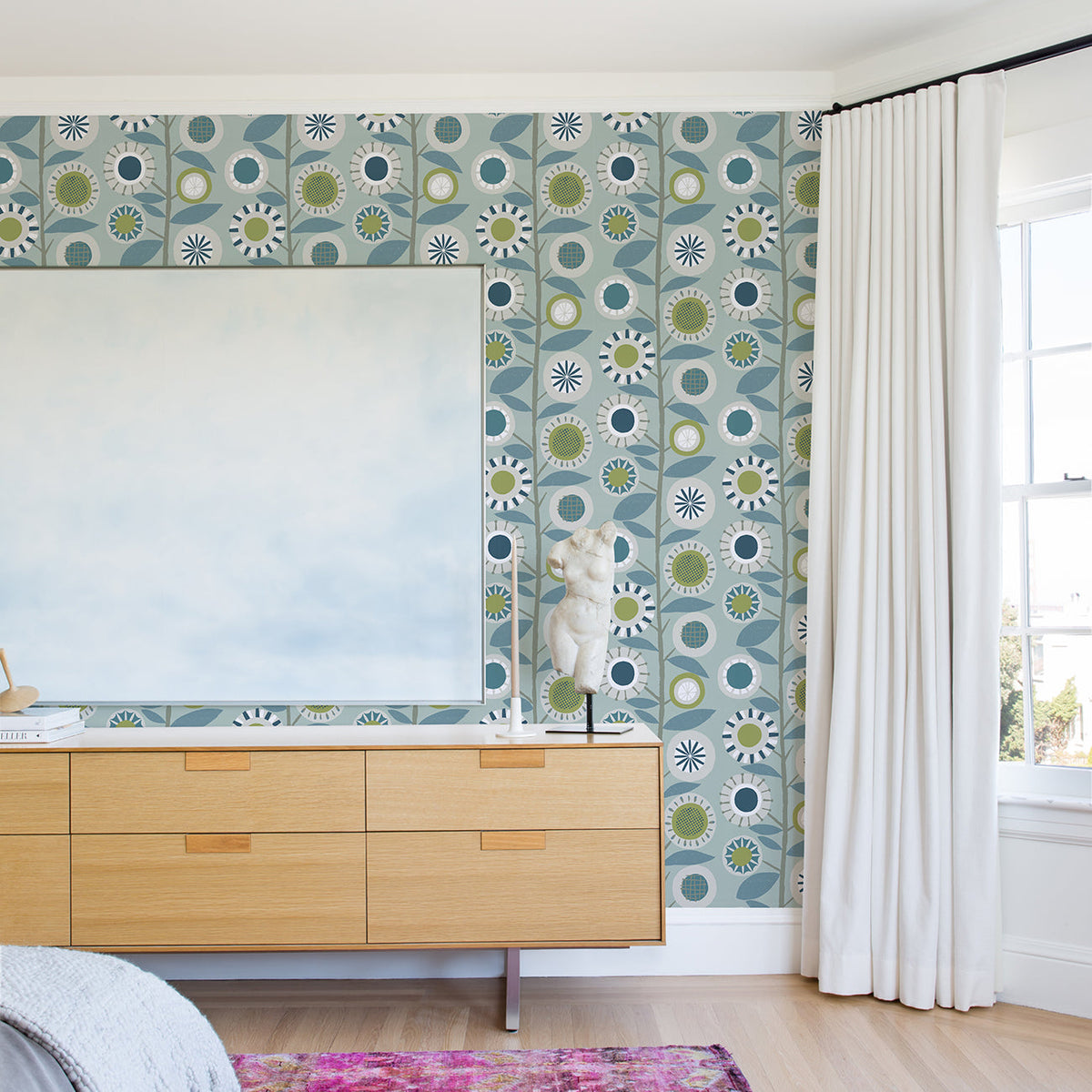 Sisu Floral Geometric Wallpaper wallpaper detail or room view