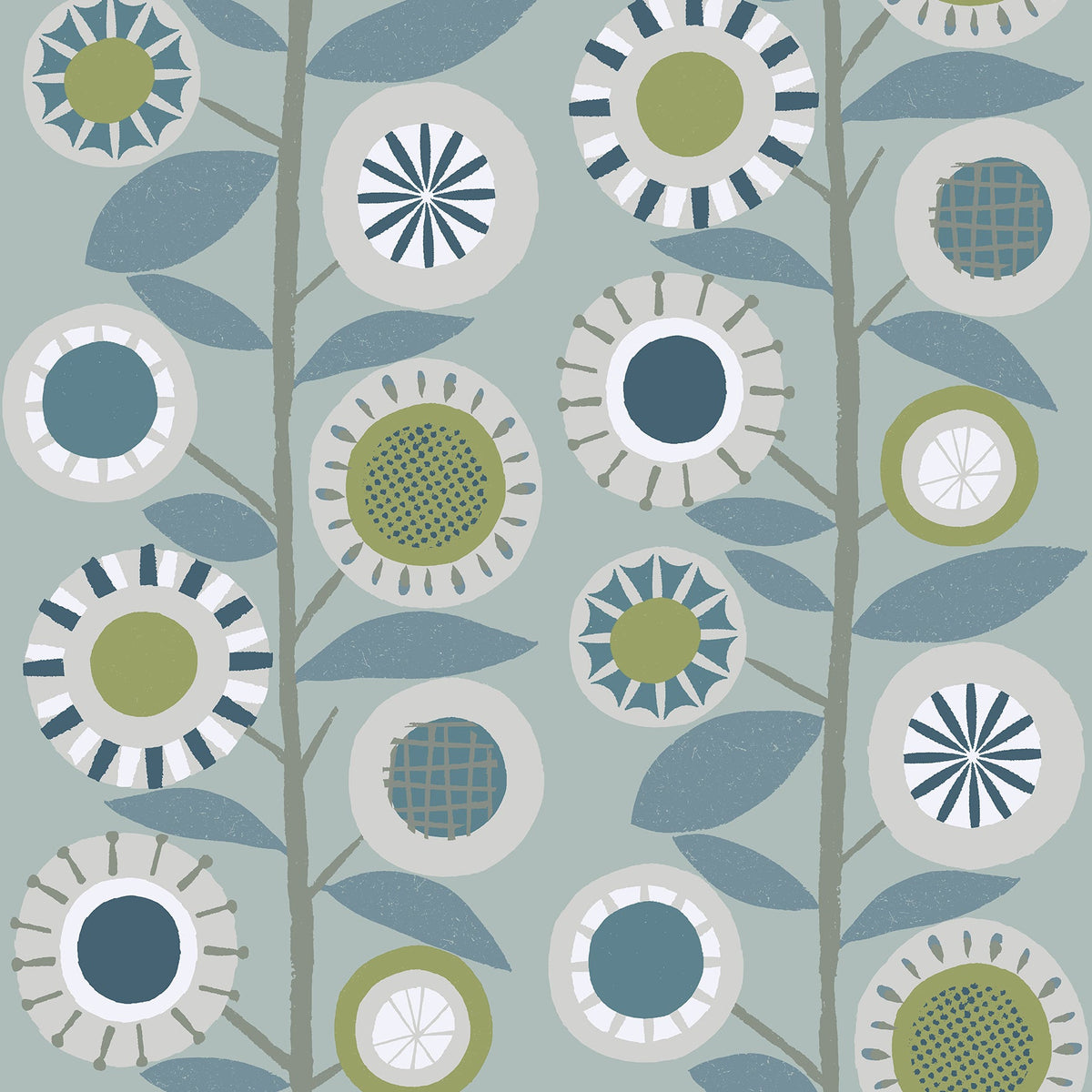 Sisu Floral Geometric Wallpaper in Light Blue