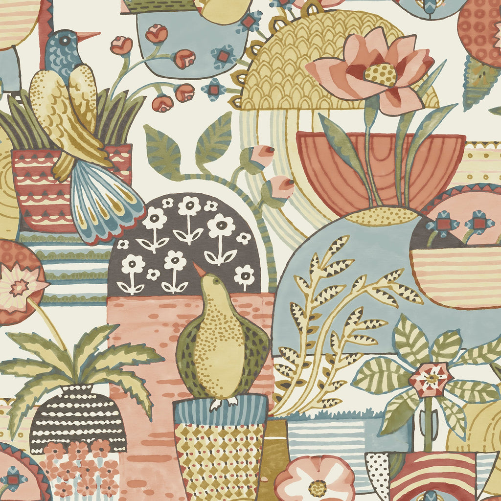Fika Blissful Birds & Blooms Wallpaper wallpaper detail or room view