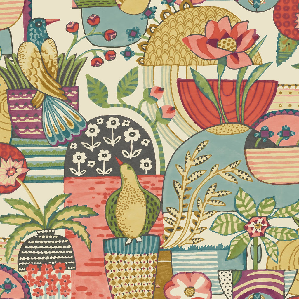 Fika Blissful Birds & Blooms Wallpaper wallpaper detail or room view