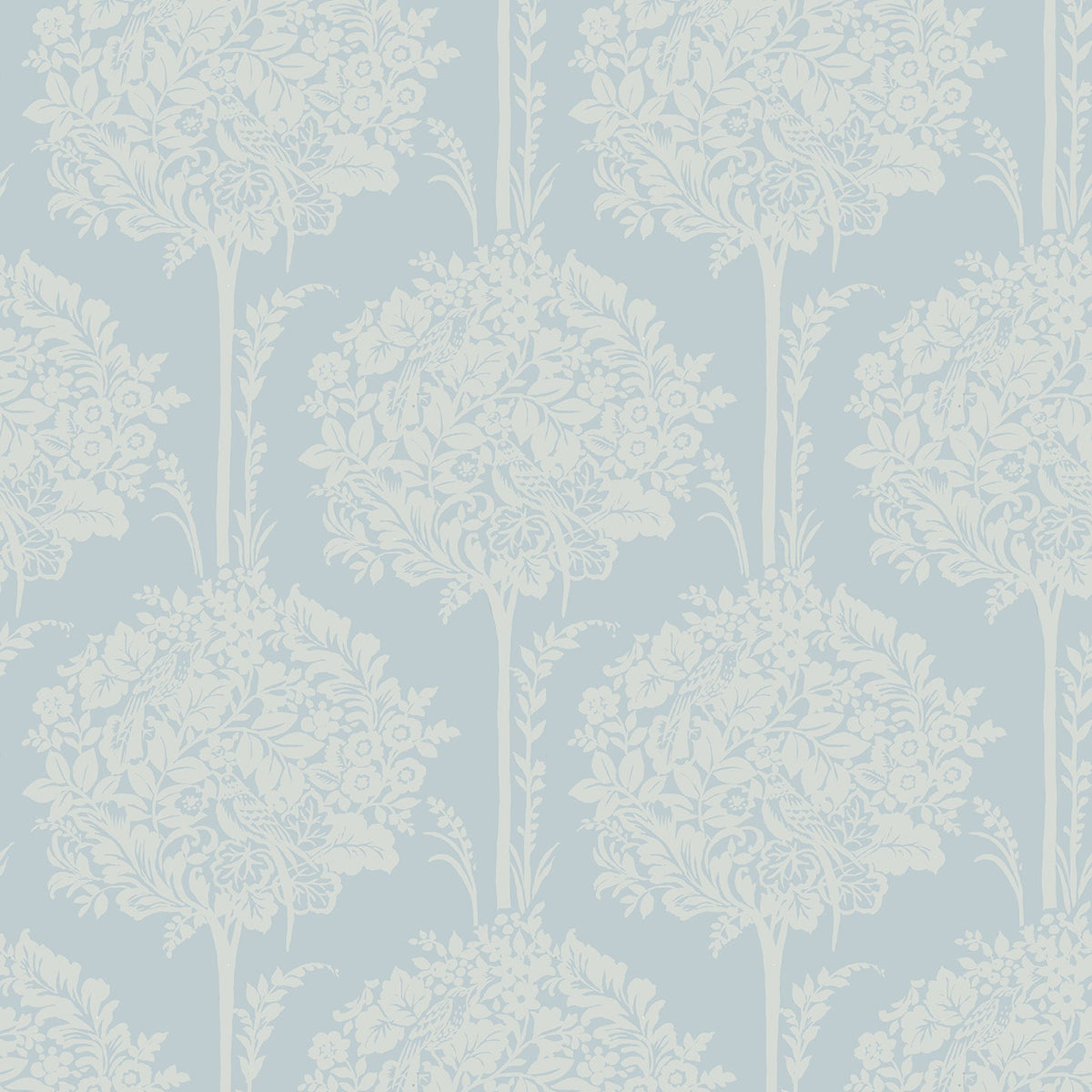 Zaria Topiary Wallpaper in Light Blue