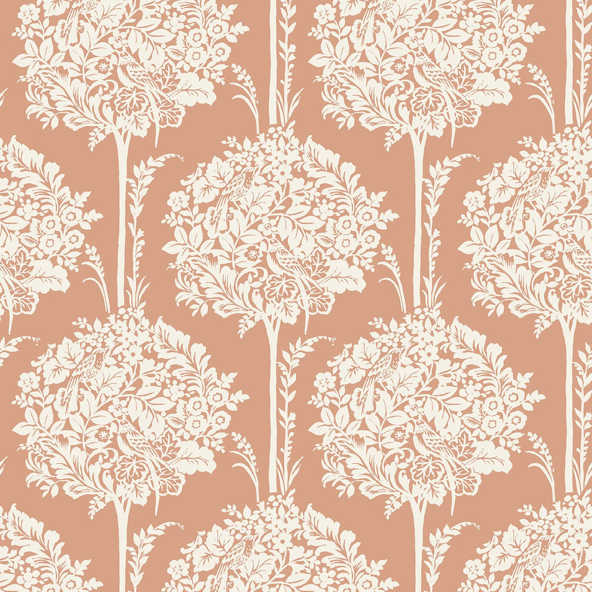 Zaria Topiary Wallpaper in Apricot