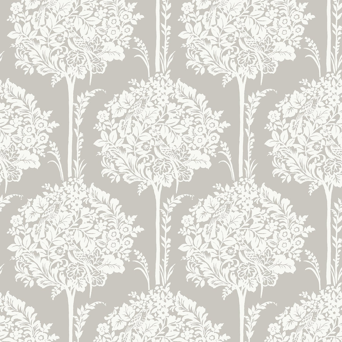 Zaria Topiary Wallpaper in Grey
