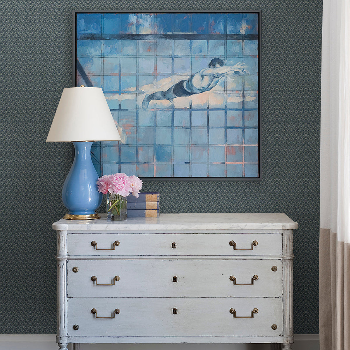 Glynn Chevron Wallpaper wallpaper detail or room view