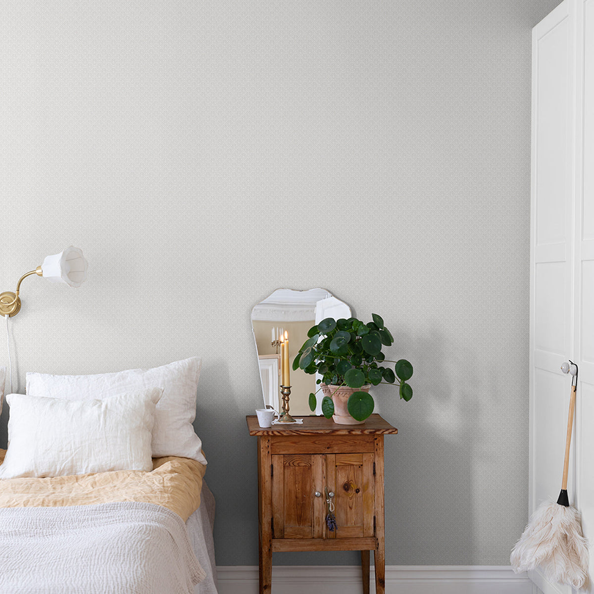 Athena Scalloped Botanical Wallpaper wallpaper detail or room view