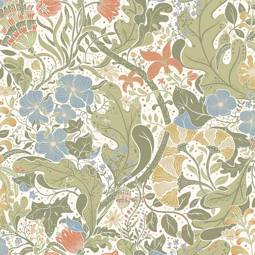 Elise Nouveau Gardens Wallpaper in Cream