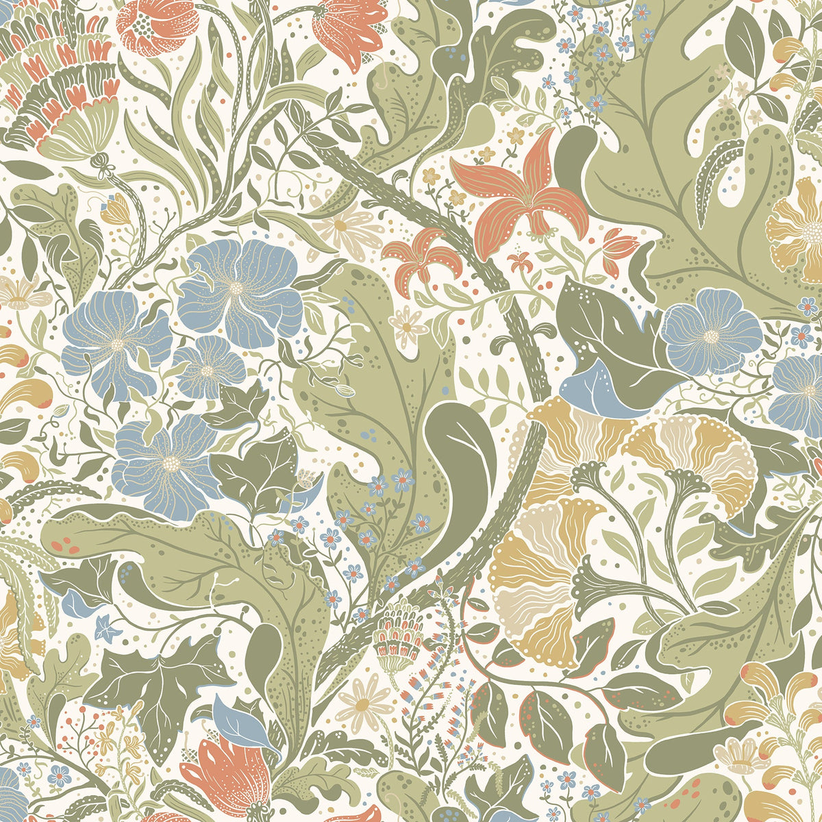 Elise Nouveau Gardens Wallpaper in Cream