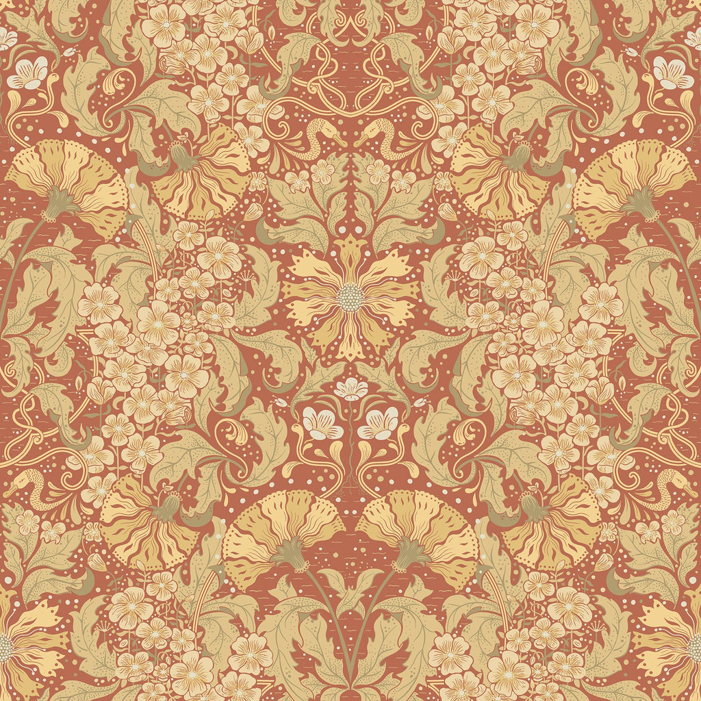 Ojvind Floral Ogee Wallpaper wallpaper detail or room view