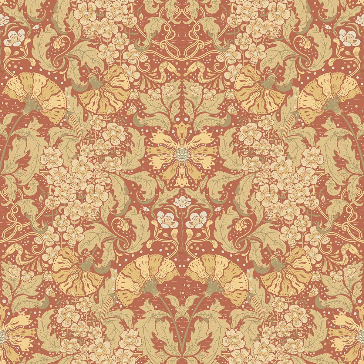 Ojvind Floral Ogee Wallpaper wallpaper detail or room view