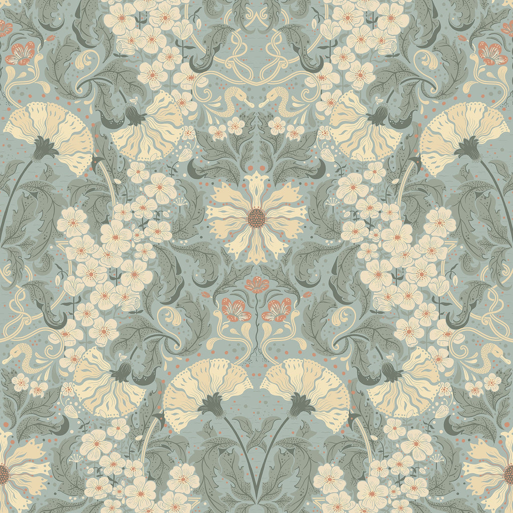 Ojvind Floral Ogee Wallpaper wallpaper detail or room view