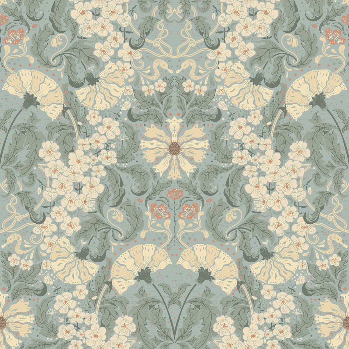 Ojvind Floral Ogee Wallpaper wallpaper detail or room view