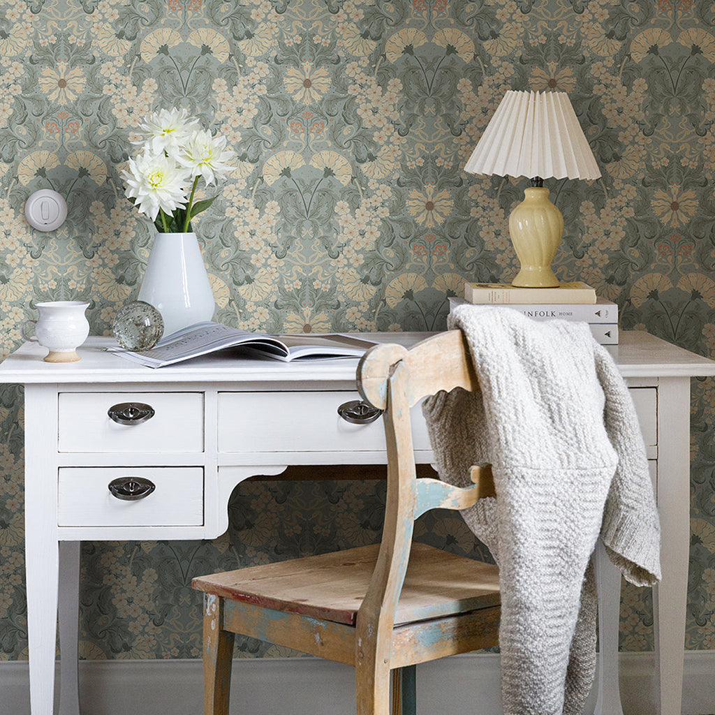 Ojvind Floral Ogee Wallpaper wallpaper detail or room view