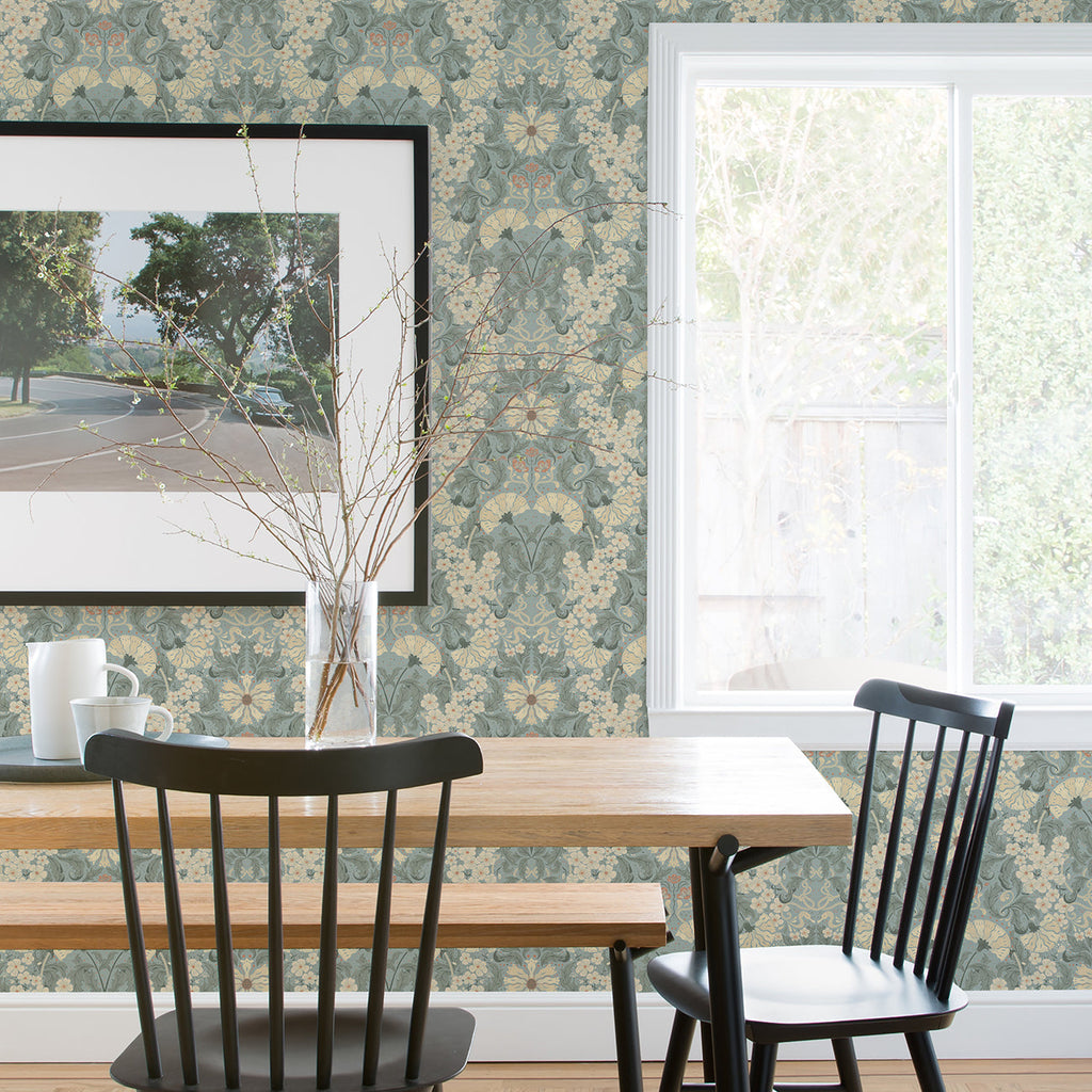 Ojvind Floral Ogee Wallpaper wallpaper detail or room view