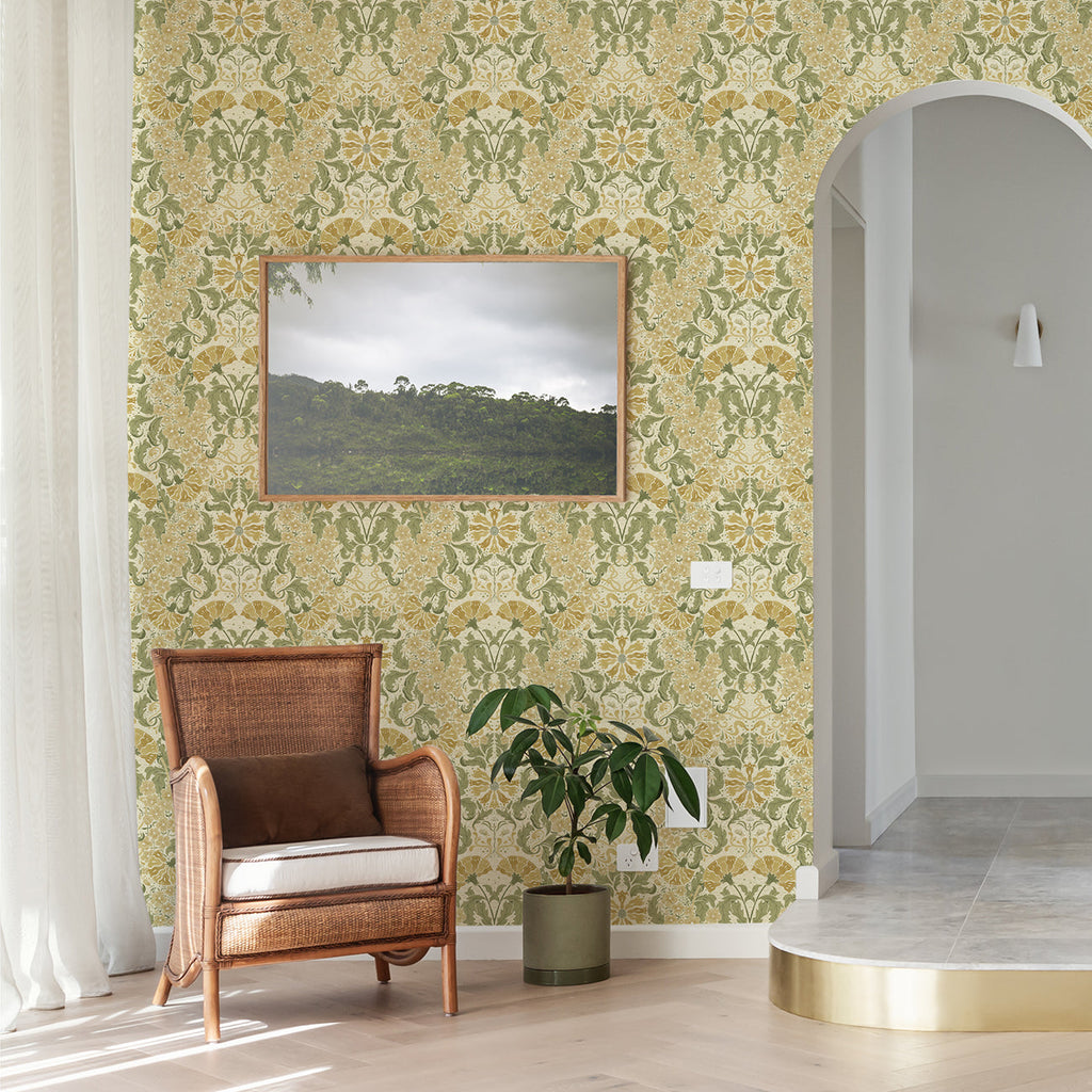 Ojvind Floral Ogee Wallpaper wallpaper detail or room view