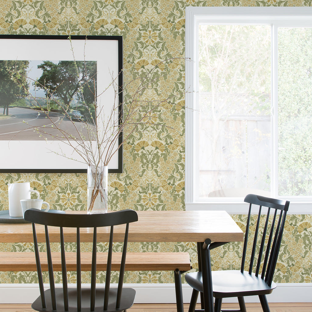 Ojvind Floral Ogee Wallpaper wallpaper detail or room view