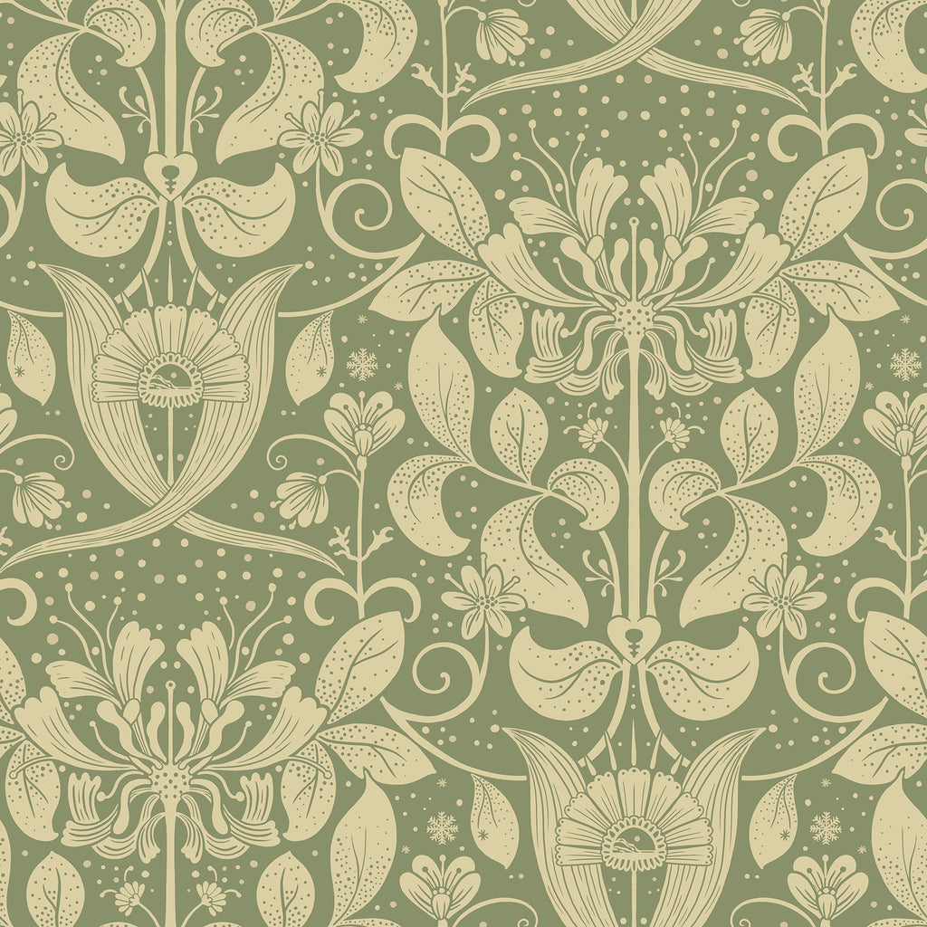 Berit Floral Crest Wallpaper wallpaper detail or room view