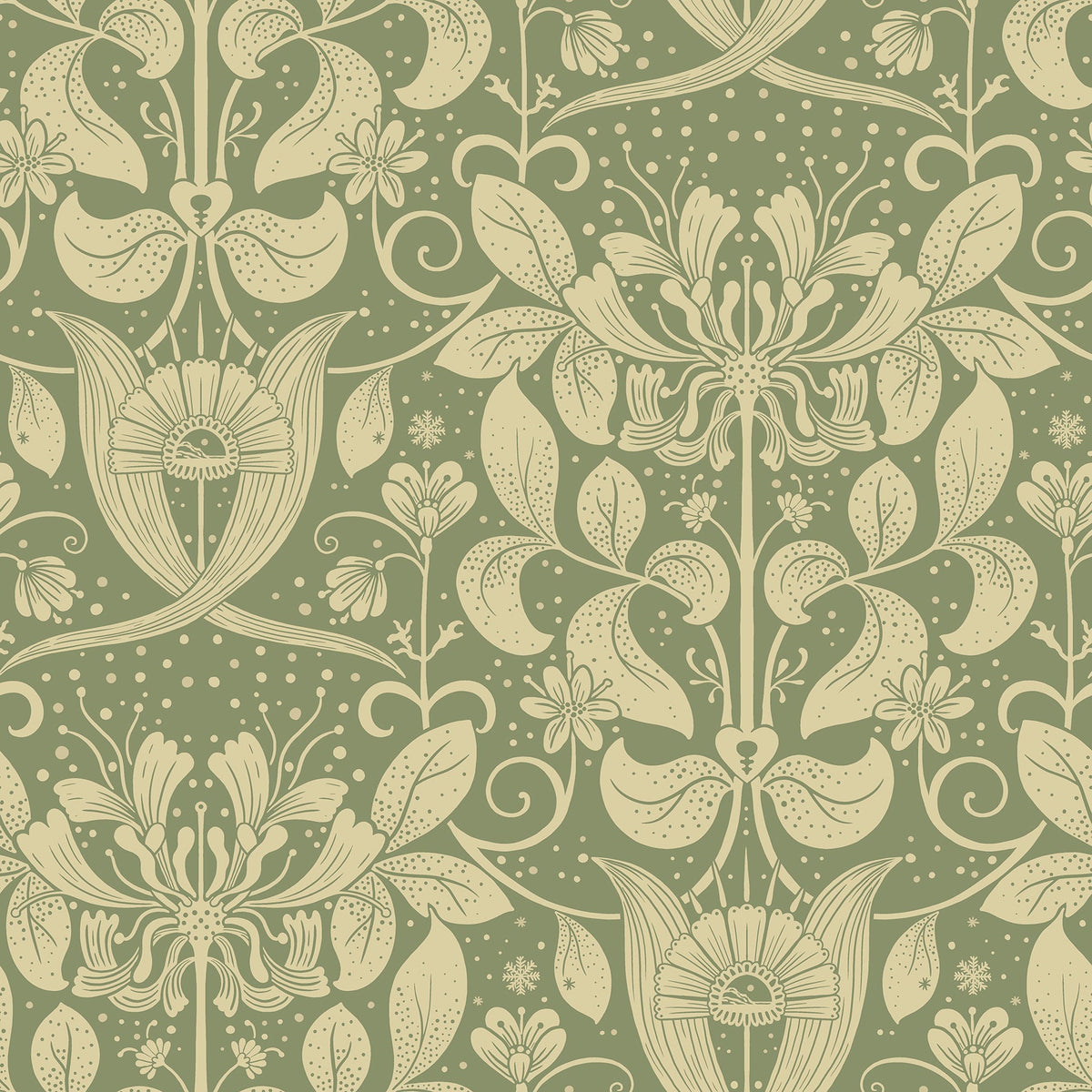 Berit Floral Crest Wallpaper wallpaper detail or room view