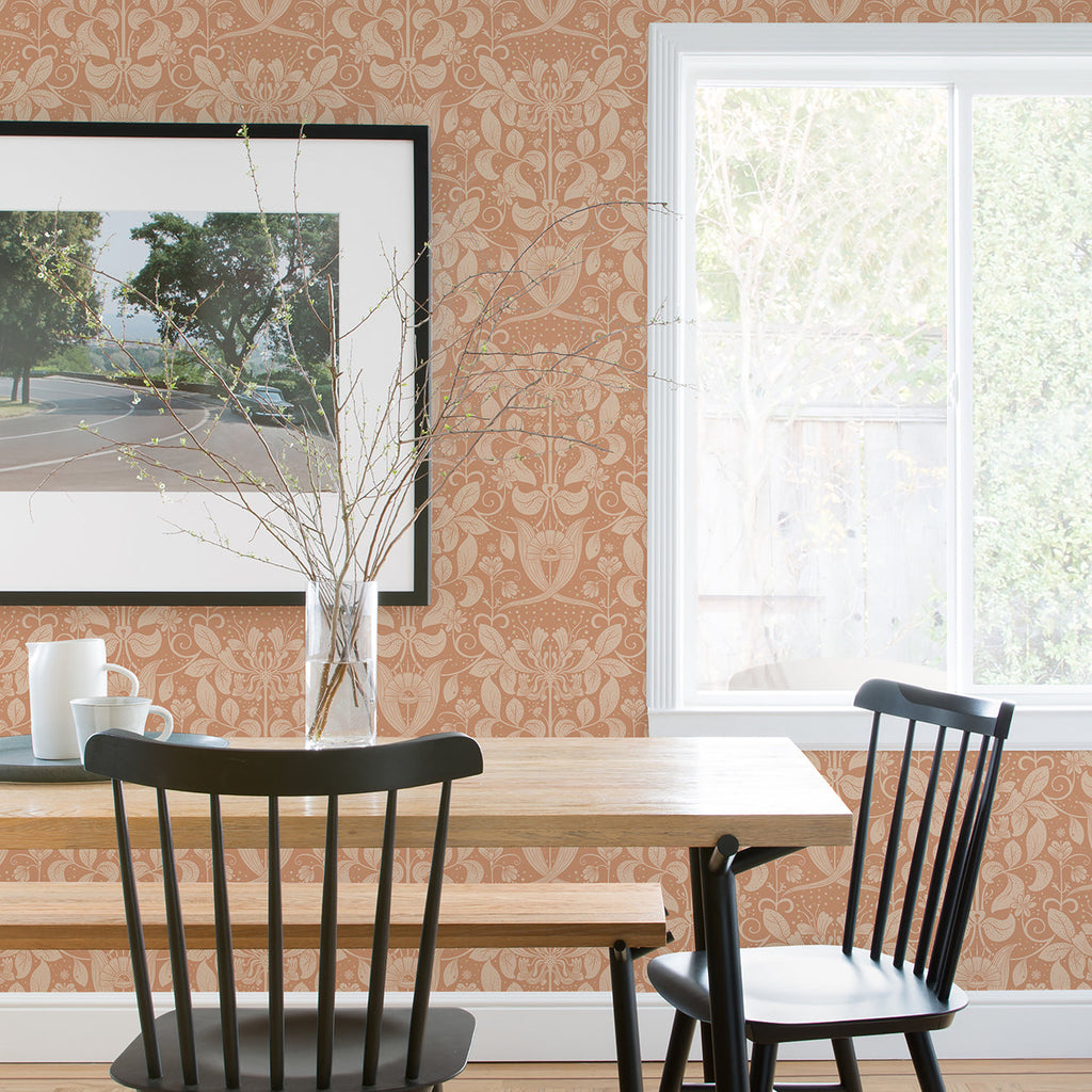 Berit Floral Crest Wallpaper wallpaper detail or room view