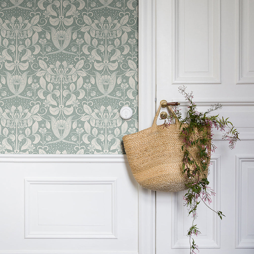Berit Floral Crest Wallpaper wallpaper detail or room view