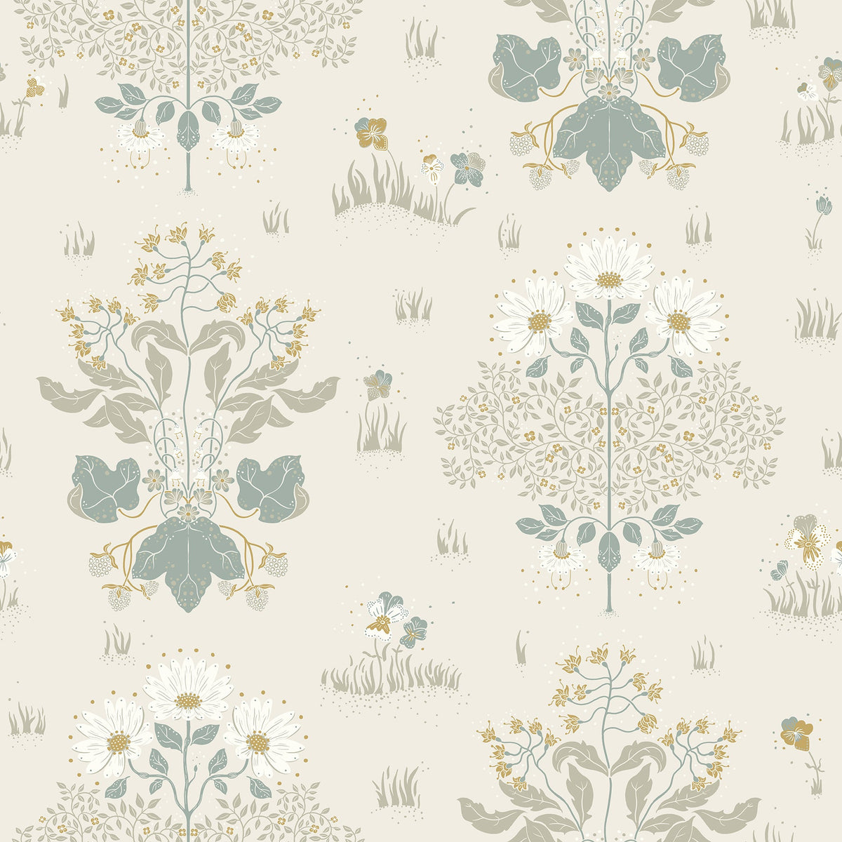 Elda Delicate Daisies Wallpaper in Light Blue