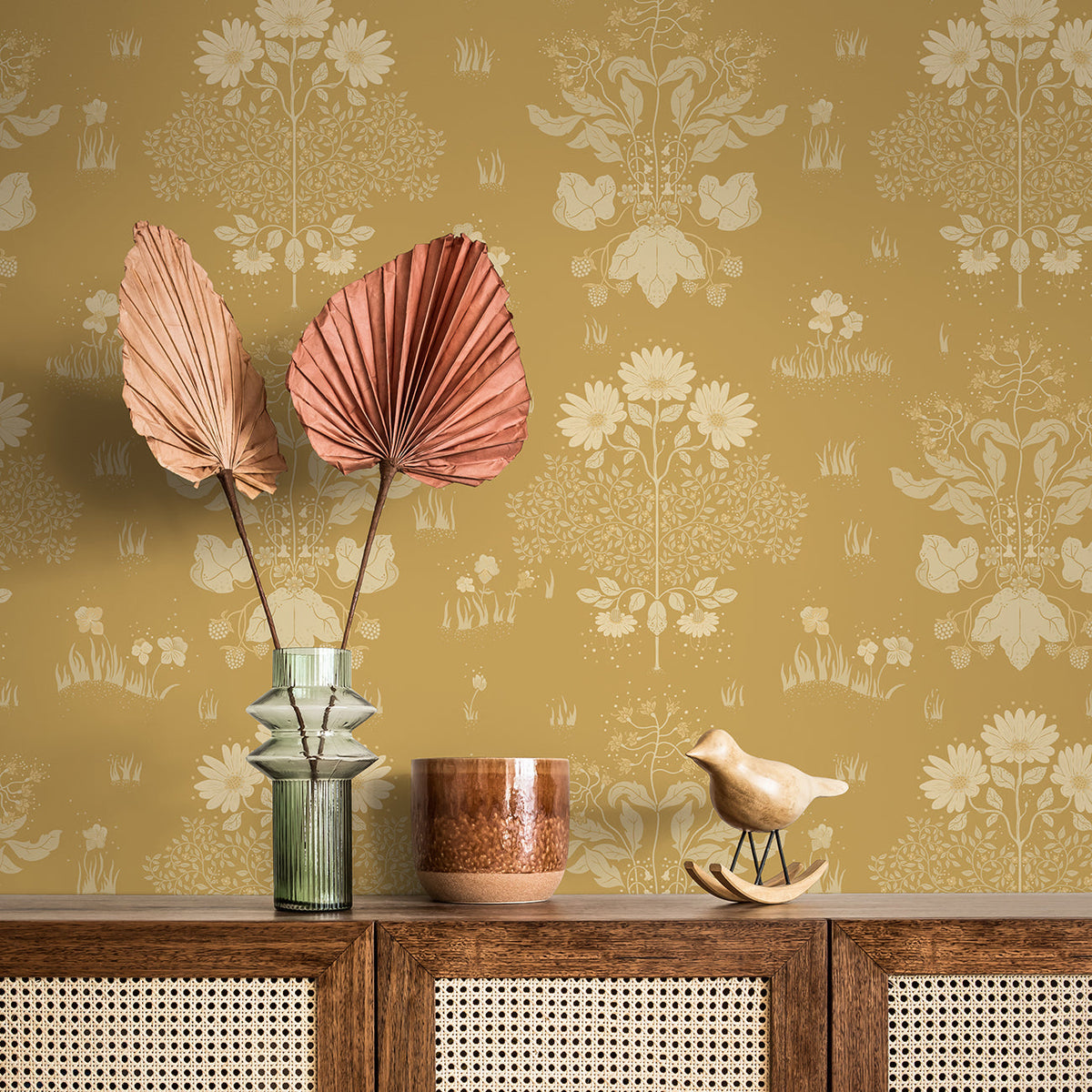 Elda Delicate Daisies Wallpaper wallpaper detail or room view