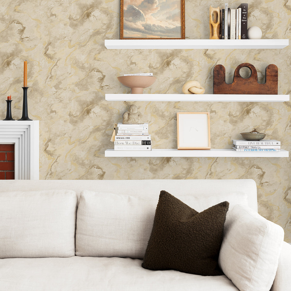 Silenus Marbled Wallpaper wallpaper detail or room view