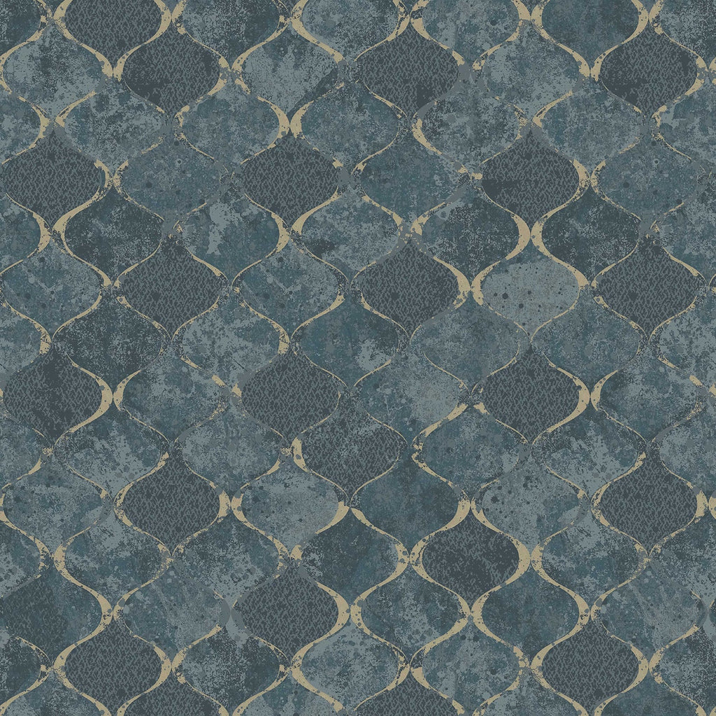 Pilak Ogee Tile Wallpaper in Blue