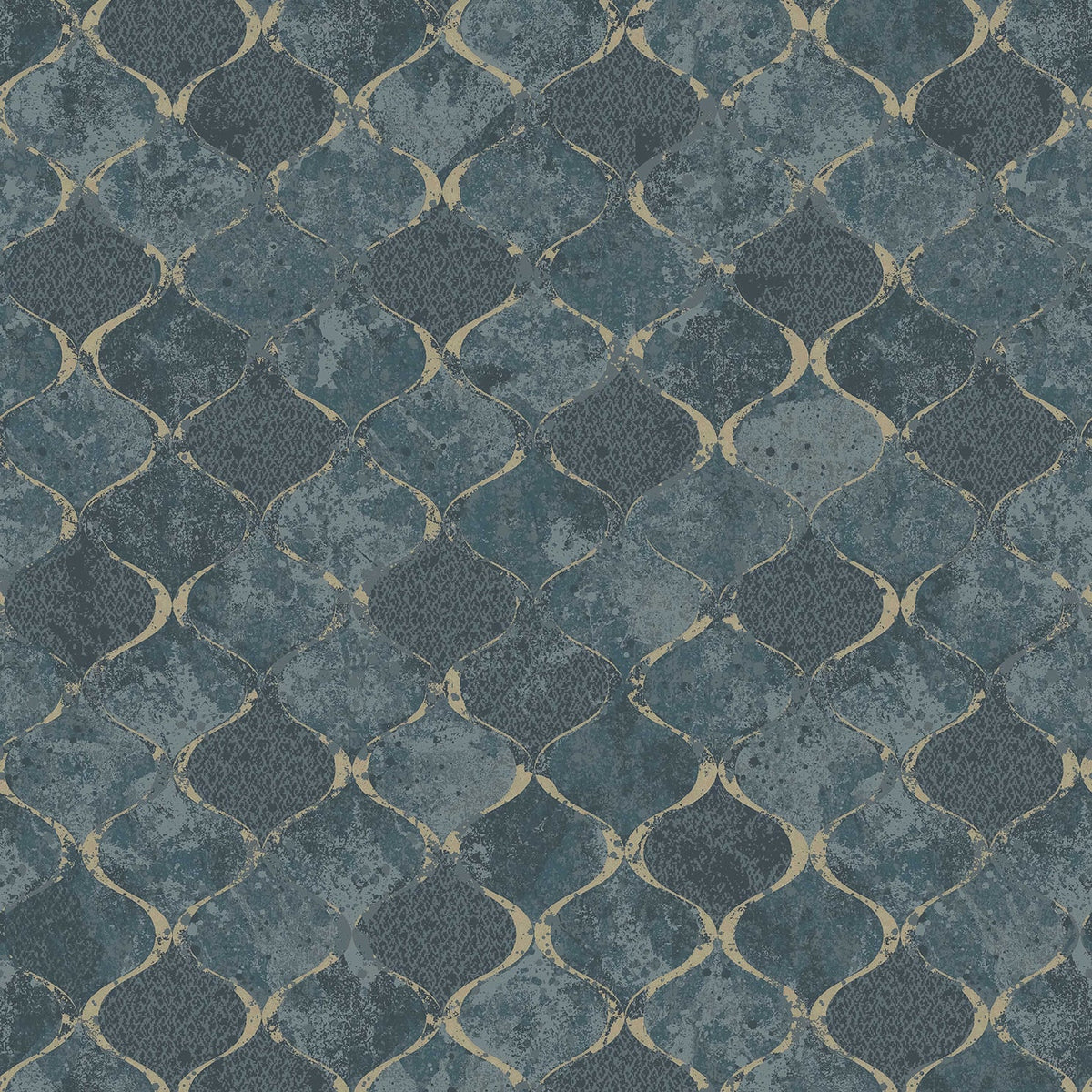 Pilak Ogee Tile Wallpaper in Blue