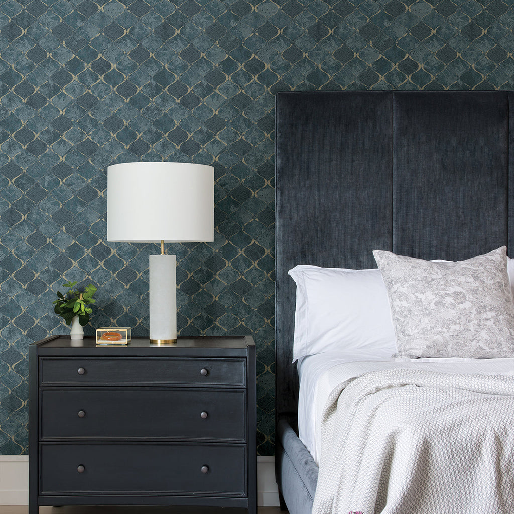 Pilak Ogee Tile Wallpaper wallpaper detail or room view