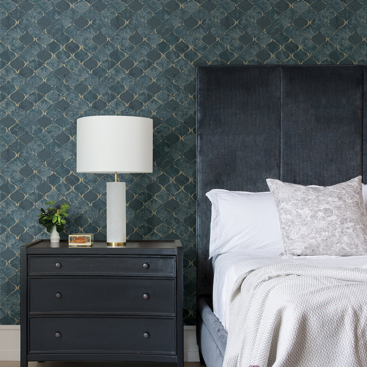 Pilak Ogee Tile Wallpaper wallpaper detail or room view
