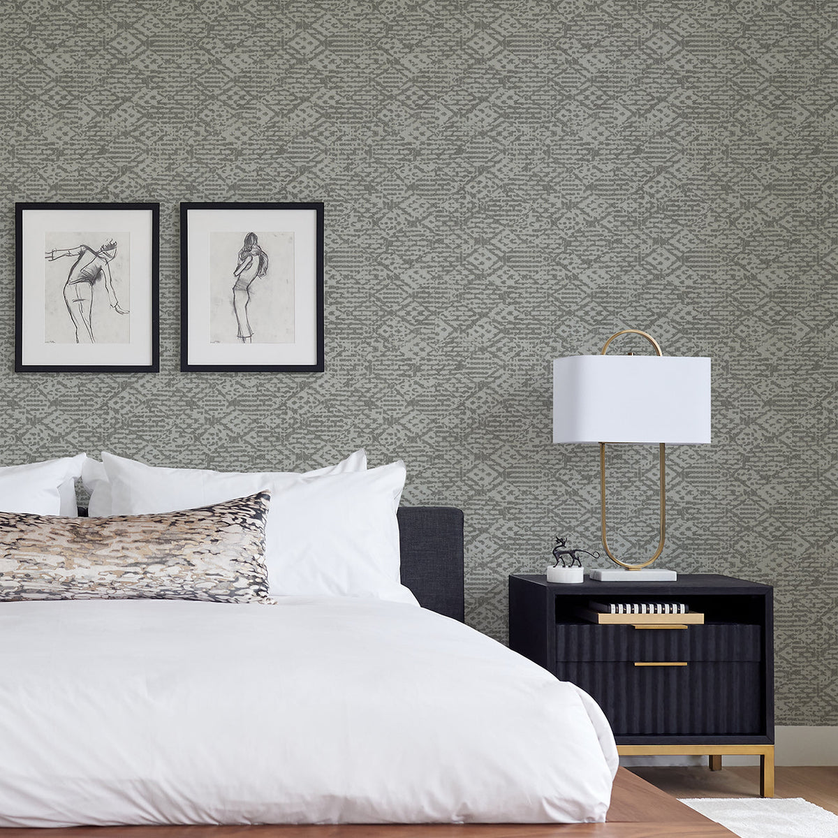 Helene Glitter Geometric Wallpaper wallpaper detail or room view