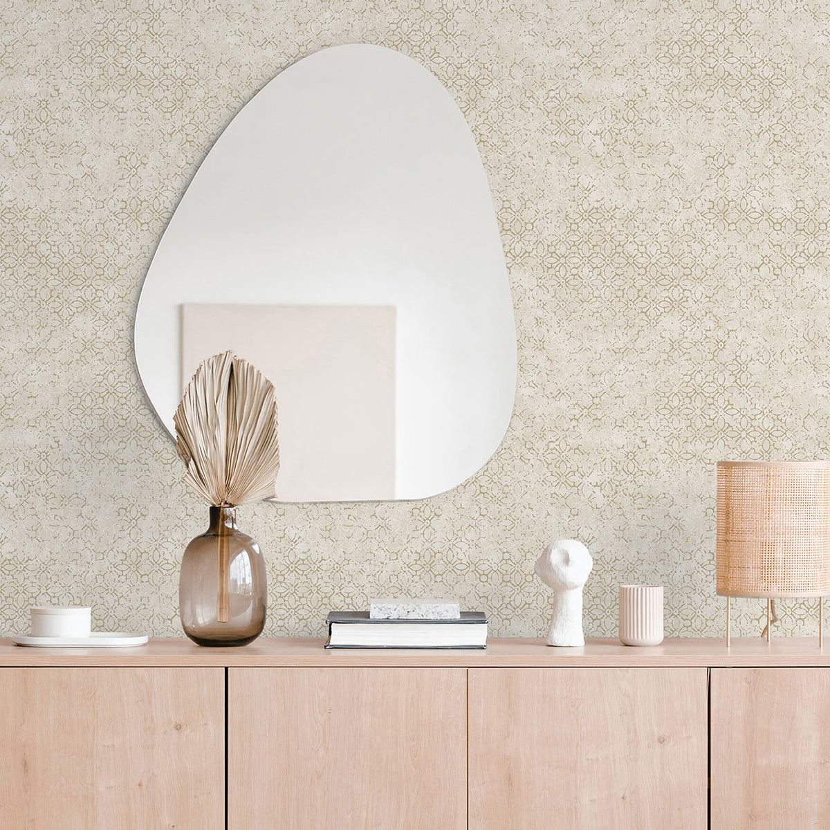 Khauta Floral Geometric Wallpaper wallpaper detail or room view