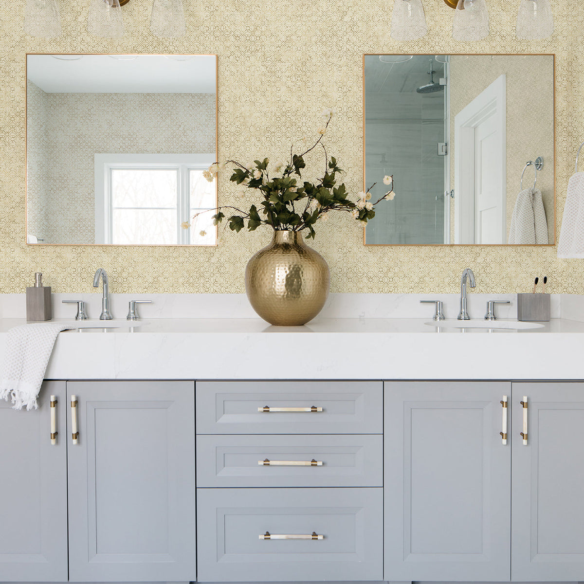 Khauta Floral Geometric Wallpaper wallpaper detail or room view