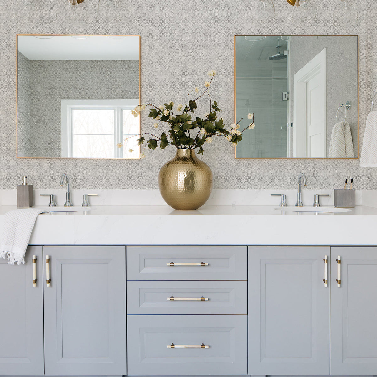 Khauta Floral Geometric Wallpaper wallpaper detail or room view