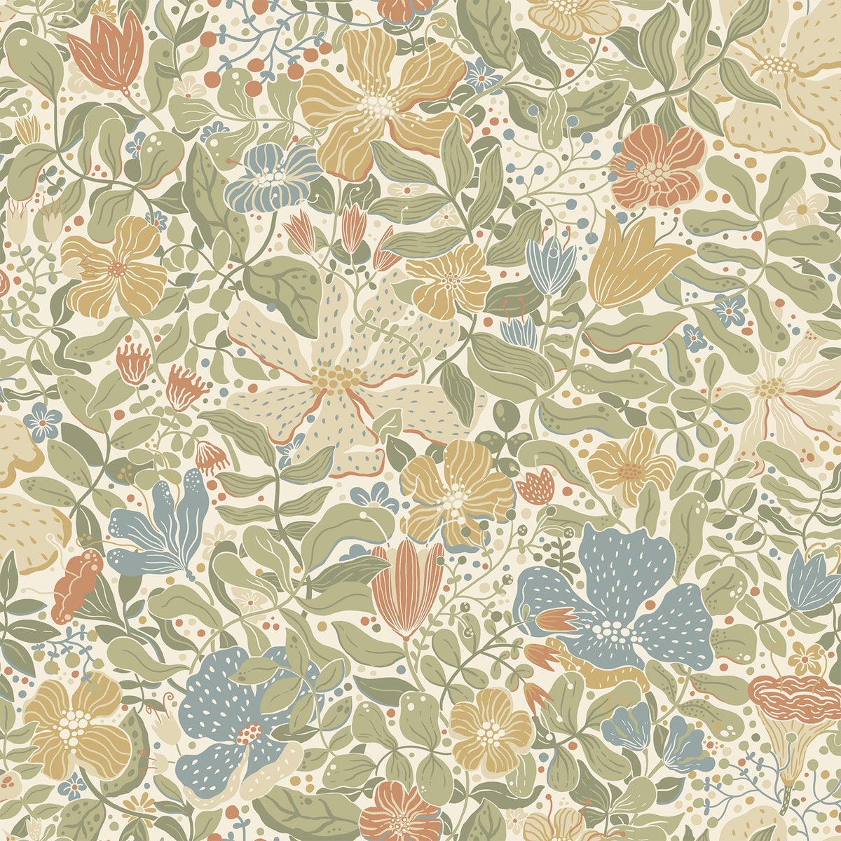 Midsommar Floral Medley Wallpaper wallpaper detail or room view