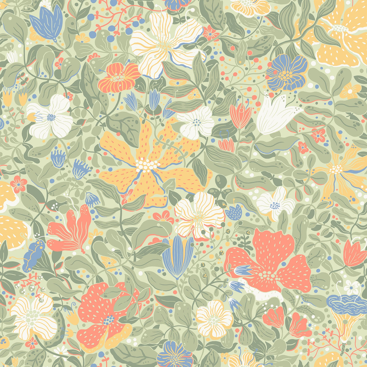 Midsommar Floral Medley Wallpaper wallpaper detail or room view