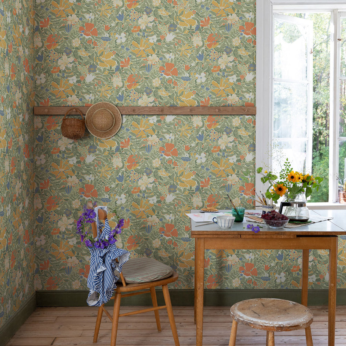 Midsommar Floral Medley Wallpaper wallpaper detail or room view