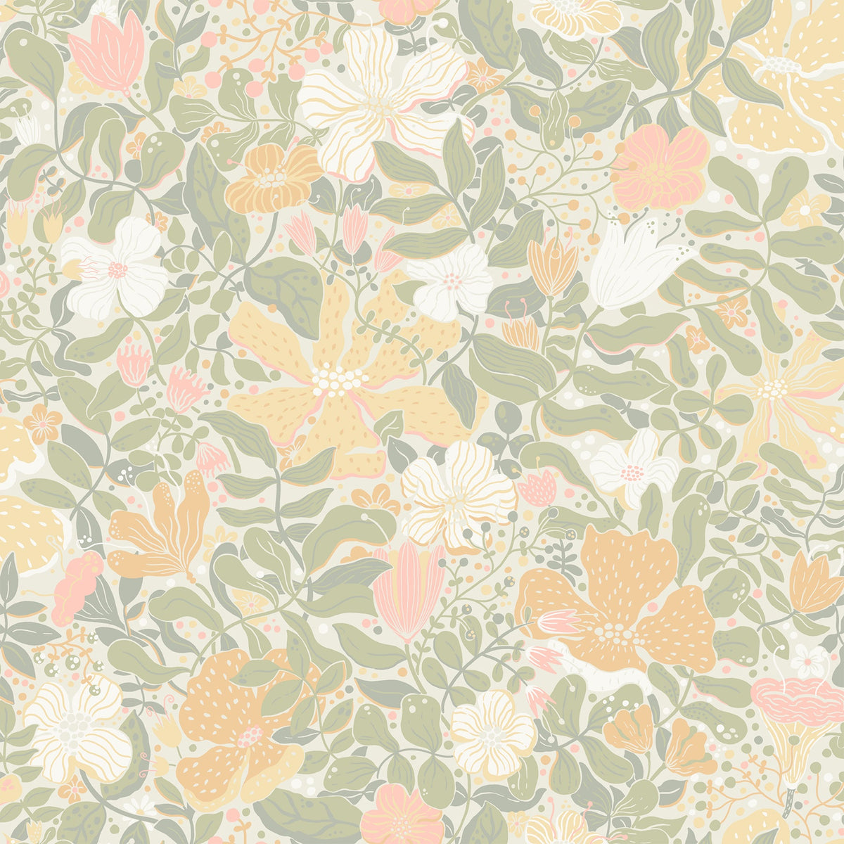 Midsommar Floral Medley Wallpaper in Pastel
