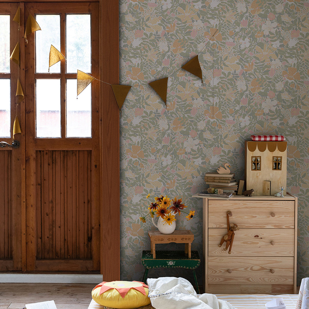 Midsommar Floral Medley Wallpaper wallpaper detail or room view