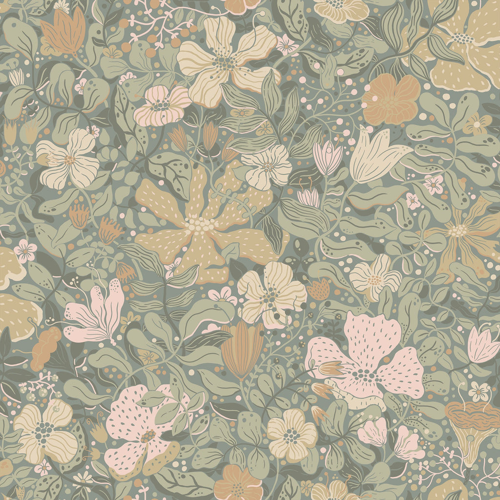 Midsommar Floral Medley Wallpaper wallpaper detail or room view