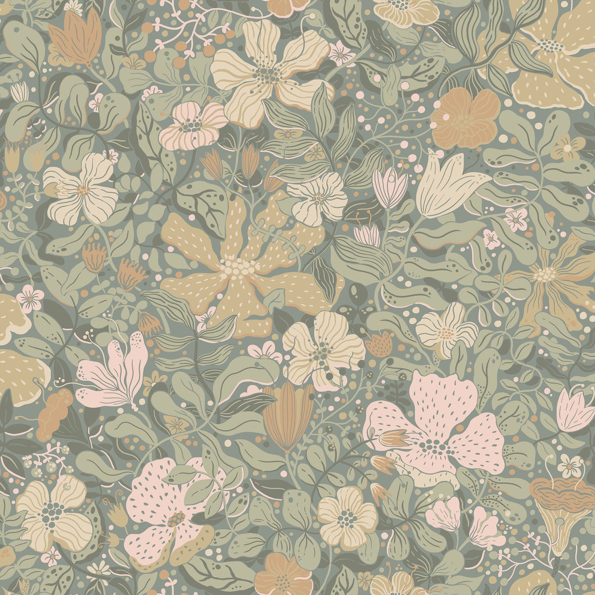 Midsommar Floral Medley Wallpaper wallpaper detail or room view