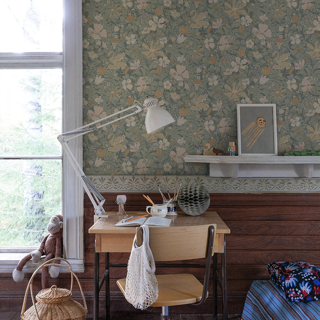 Midsommar Floral Medley Wallpaper wallpaper detail or room view