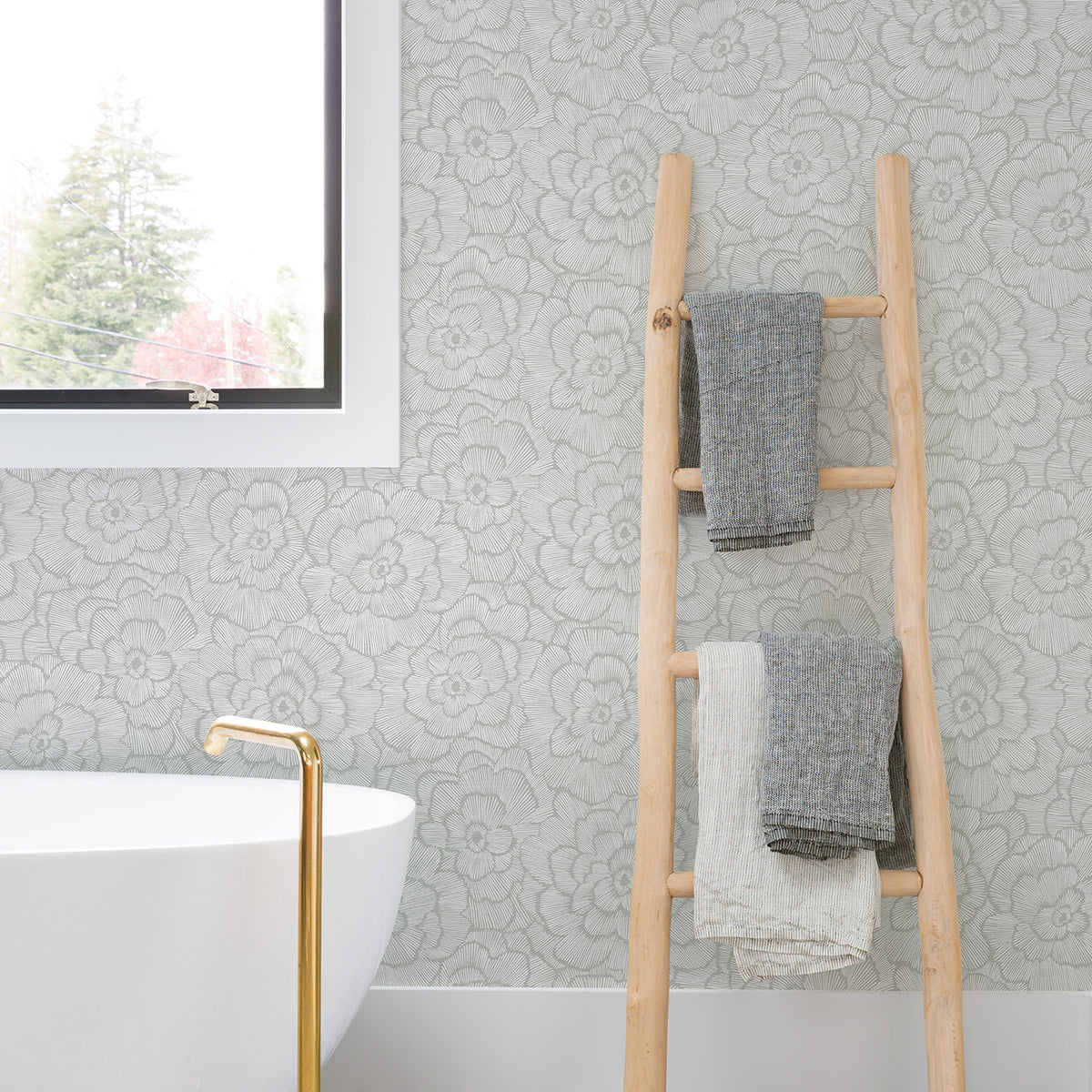 Periwinkle Textured Floral Wallpaper wallpaper detail or room view