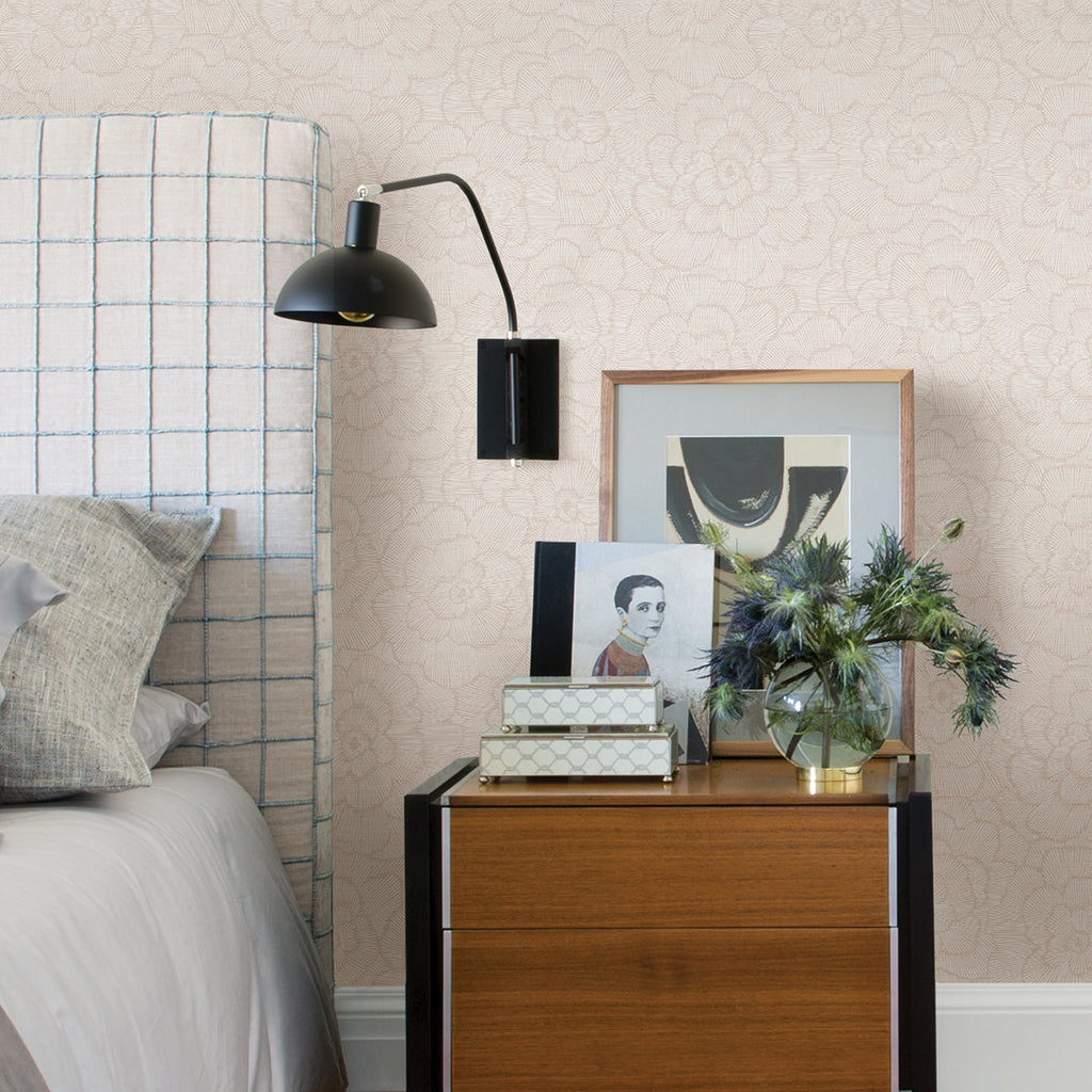 Periwinkle Textured Floral Wallpaper wallpaper detail or room view