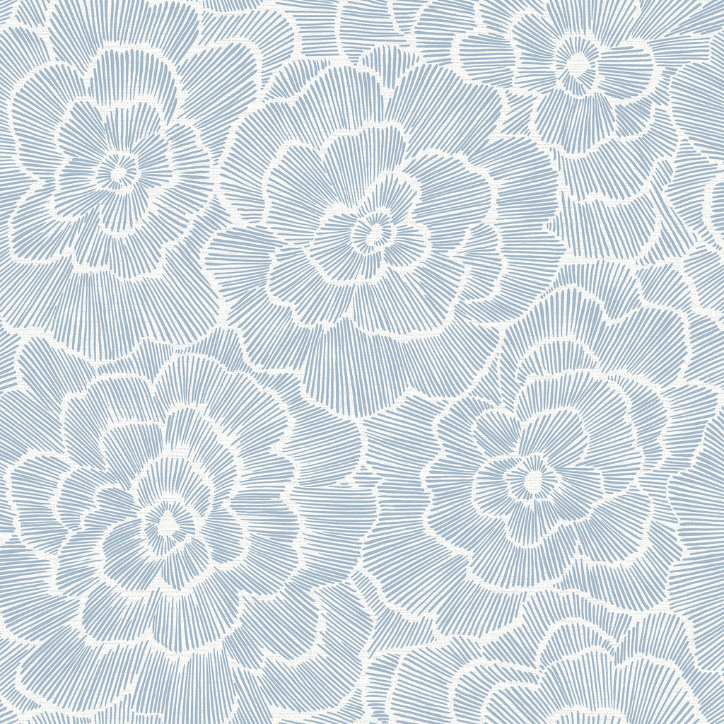 Periwinkle Textured Floral Wallpaper in Blue
