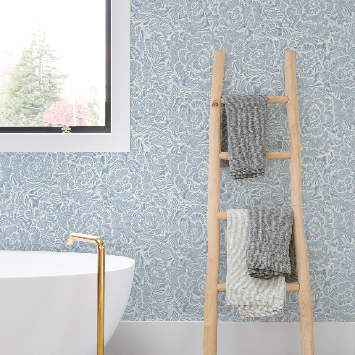 Periwinkle Textured Floral Wallpaper wallpaper detail or room view