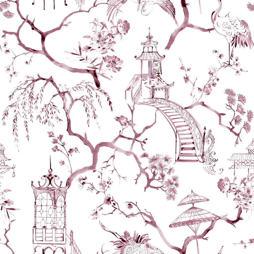 Serena Chinoiserie Wallpaper in Plum