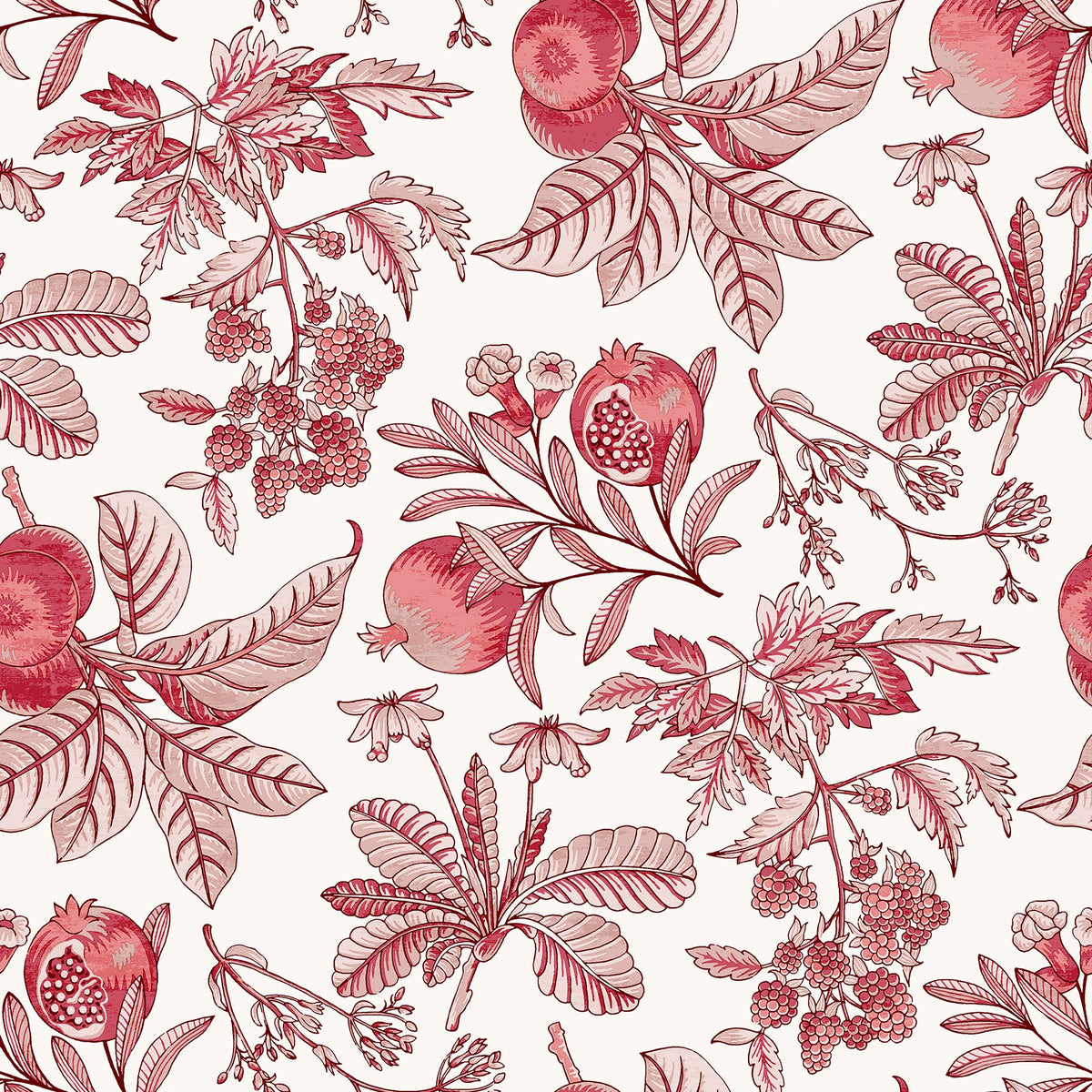 Cecilia Fruit Wallpaper in Red